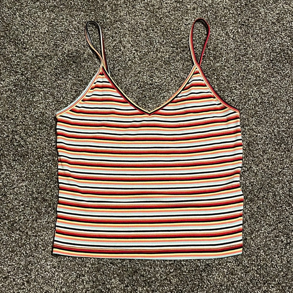 Forever 21 cropped tank, S, multi-colored stripes
